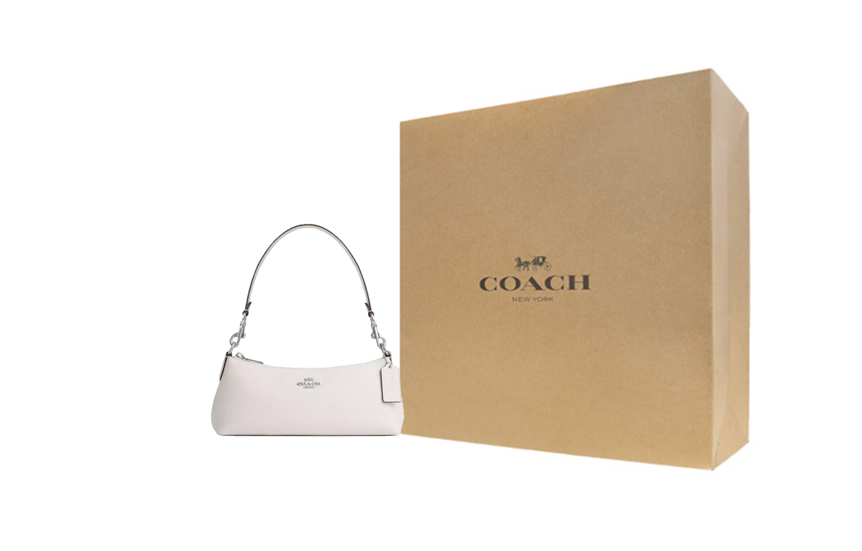 

Шарлотта Кросс Грейн Кожаная Сумка Через Плечо, Портативная Сумка Кроссбоди Medium Женская Мел COACH, gift box set (basic set+желтый box)