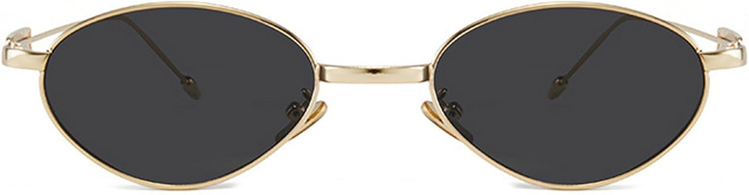 

Ретро овальные солнцезащитные очки для женщин и мужчин, модные солнцезащитные очки в металлической оправе, маленькие, в стиле 90-х, винтажные солнцезащитные очки mincl, Gold Black