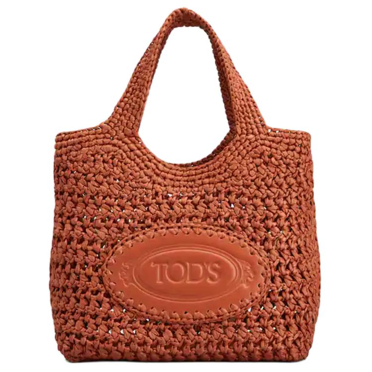 

TOD'S Миниатюрная женская сумка из рафии и вискозы оранжевого цвета