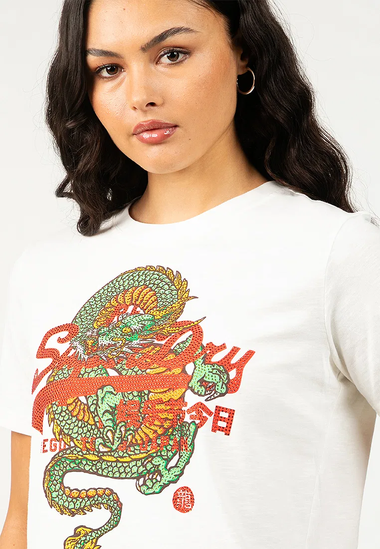 Футболка, свободный крой, Vintage Tokyo Superdry, белый — фото 3