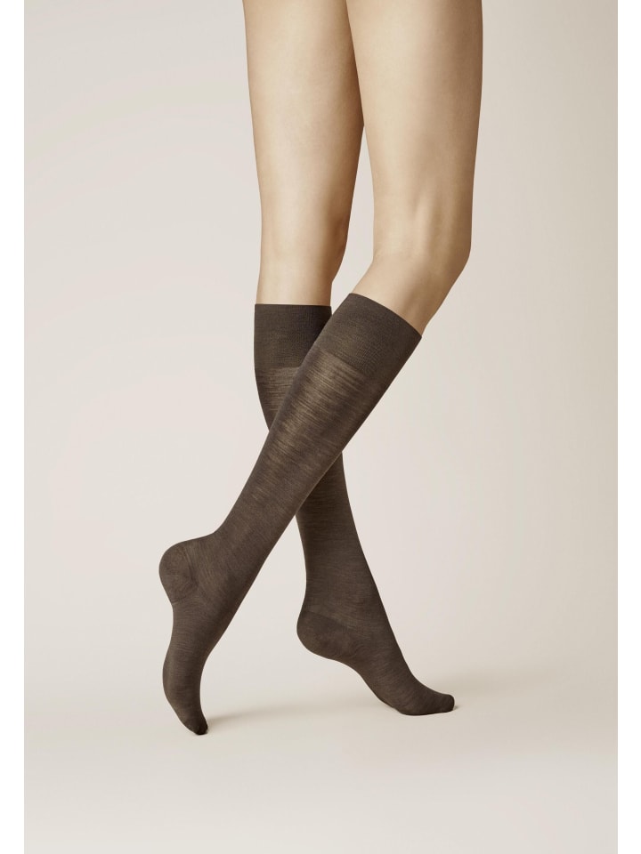 

Kunert Чувственные дышащие высокие носки из мериносовой шерсти коричневого цвета