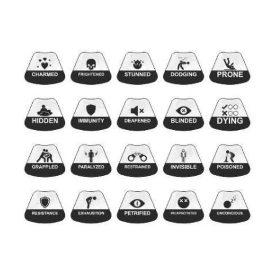 

Набор жетонов условий — белый, War Tiles - RPG Tokens