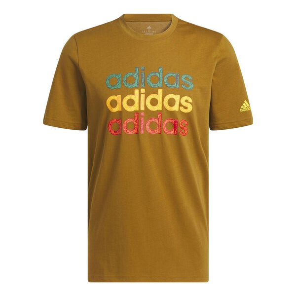 

Футболка многолинейные спортивные Футболка с графическим принтом Adidas, коричневый