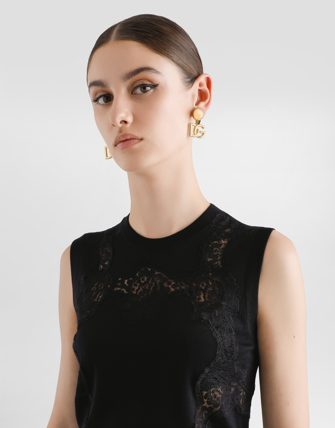 Топ из шерсти и кружев Dolce & Gabbana, черный — фото 4