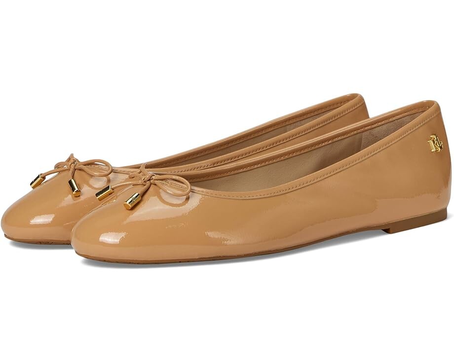 Туфли на плоской подошве Lauren Ralph Lauren Jayna Crinkle Patent Leather Flats, цвет Buff