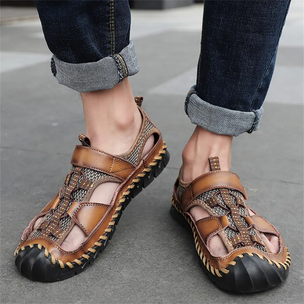Men's Outdoor Sports Сандалии Summer Handmade Leather Сандалии Casual Beach Fisherman Shoes Abborora, светло-коричневый — фото 2