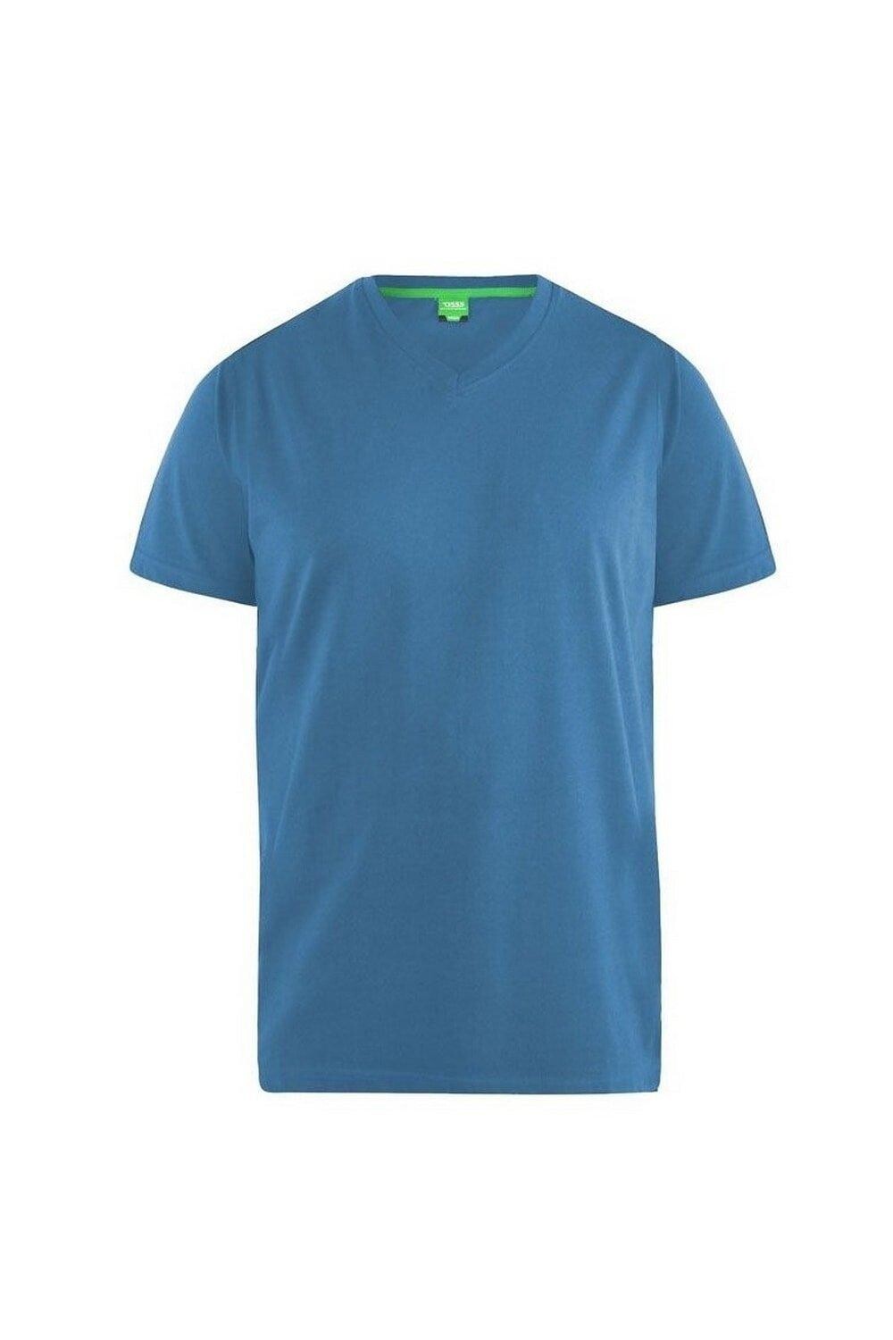 

D555 Хлопковая футболка размера King Size с V-образным вырезом Signature 2 Duke Clothing, синий
