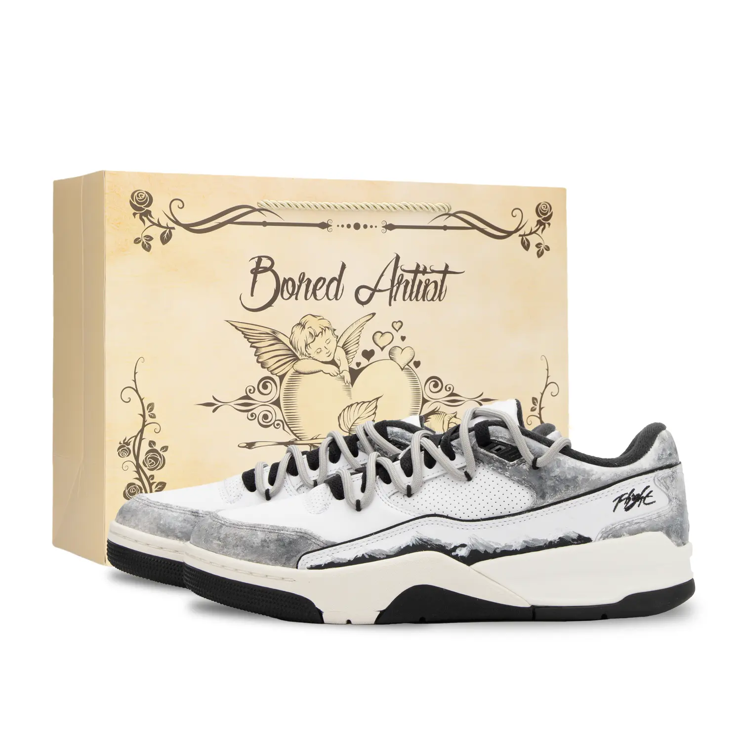 

FLIGHT COURT Special Shopping Bag, Mount Fuji, устойчивые к истиранию низкие кеды в винтажном стиле для баскетбола Unisex Jordan, черный белый серый (special shopping bag)