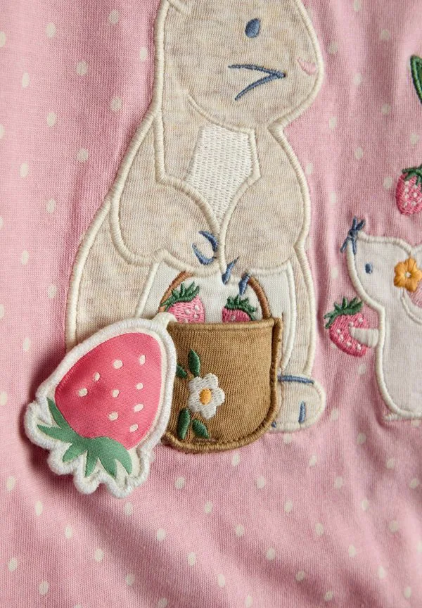 Футболка стандартного кроя с аппликацией в виде кролика и мышки. Jojo Maman Bébé, Light Pink — фото 3