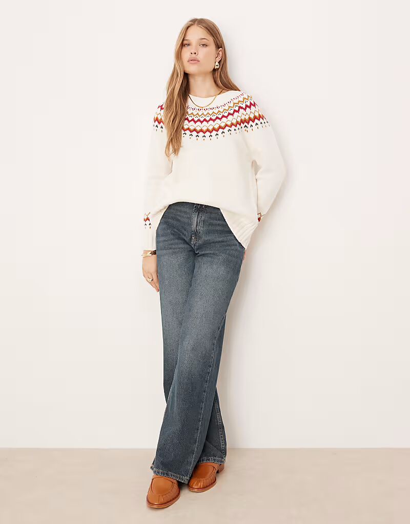 

Вязаный джемпер Tidal в стиле фэр-айл белого цвета Barbour