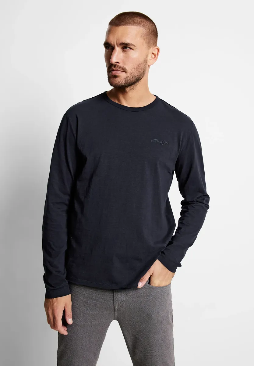 

STREET ONE MEN рубашка с круглым вырезом, однотонная, цвет Nightshadow Blue