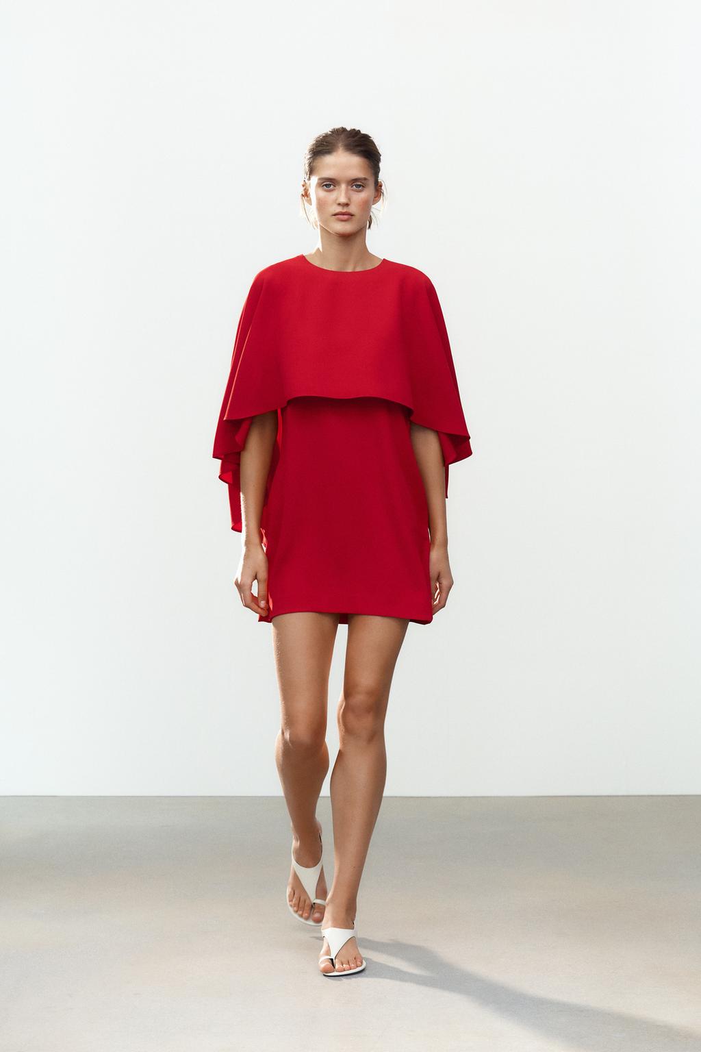 

Короткое платье-накидка ZARA, красный