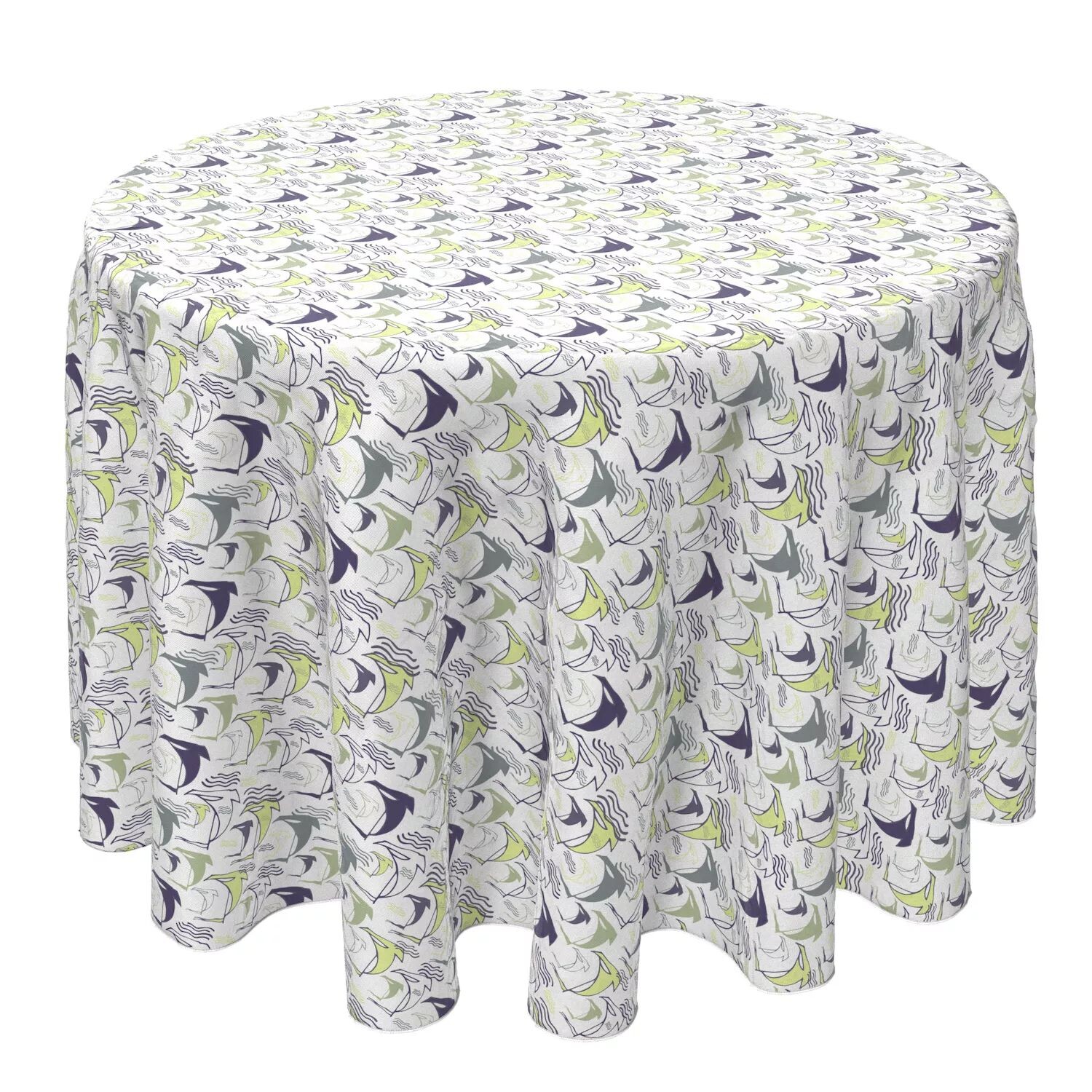 

Круглая скатерть, 100% хлопок, 60 круглых дюймов, Sailing Boats Design