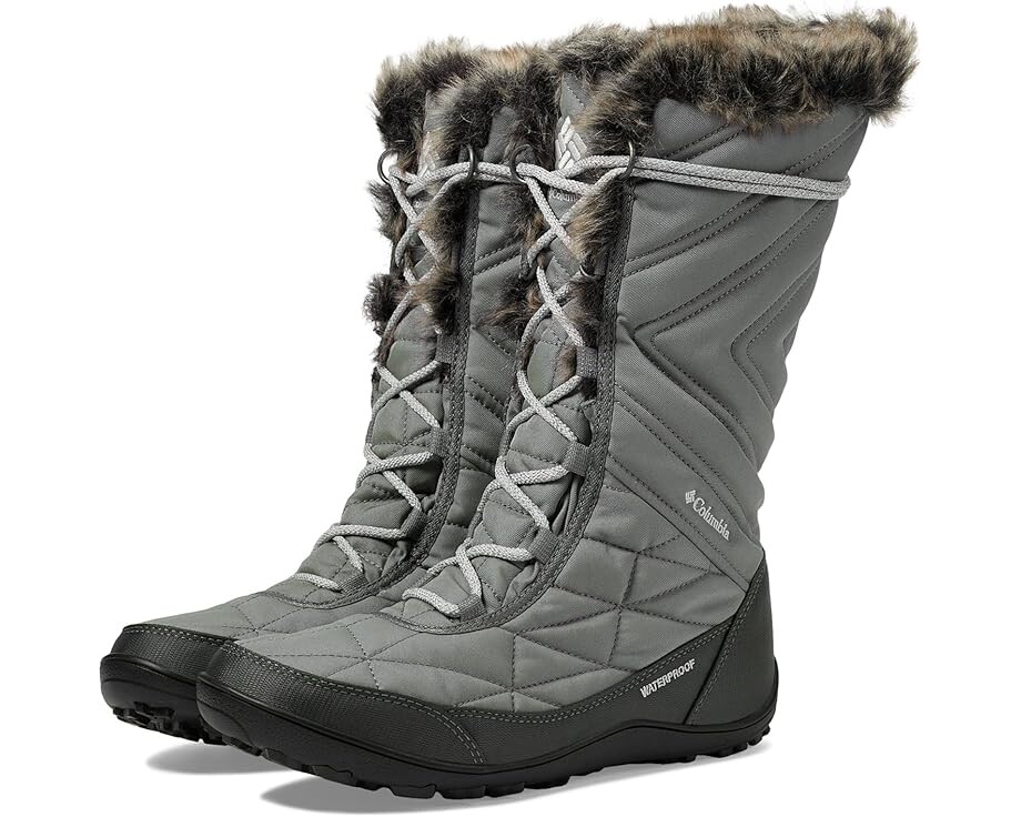Женские ботинки Columbia Minx Mid III стеганые высокие, серый