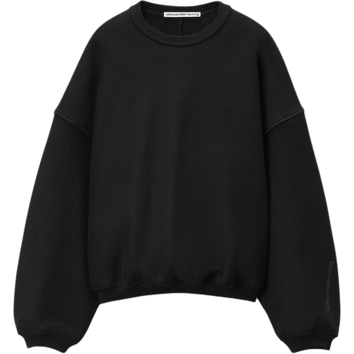 Хлопковая толстовка с тисненым логотипом Alexander Wang, черный — фото 3