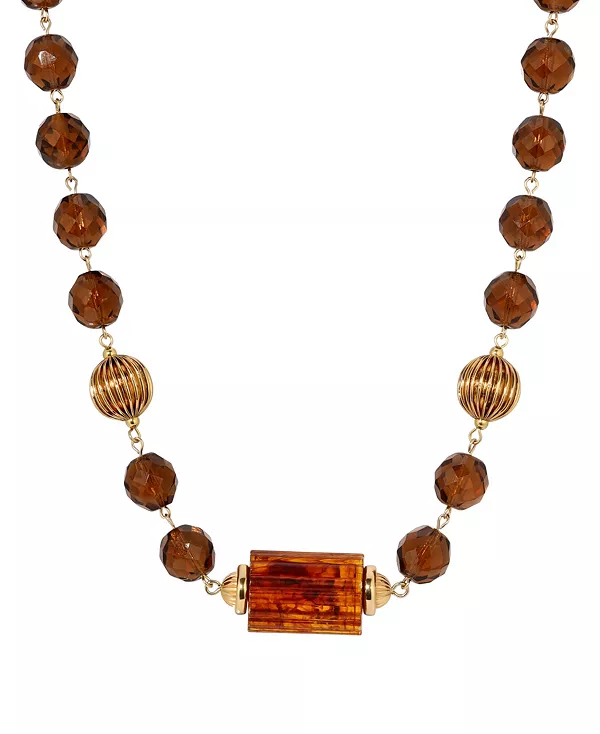 

Ожерелье из топазовых стеклянных бусин 2028, brown