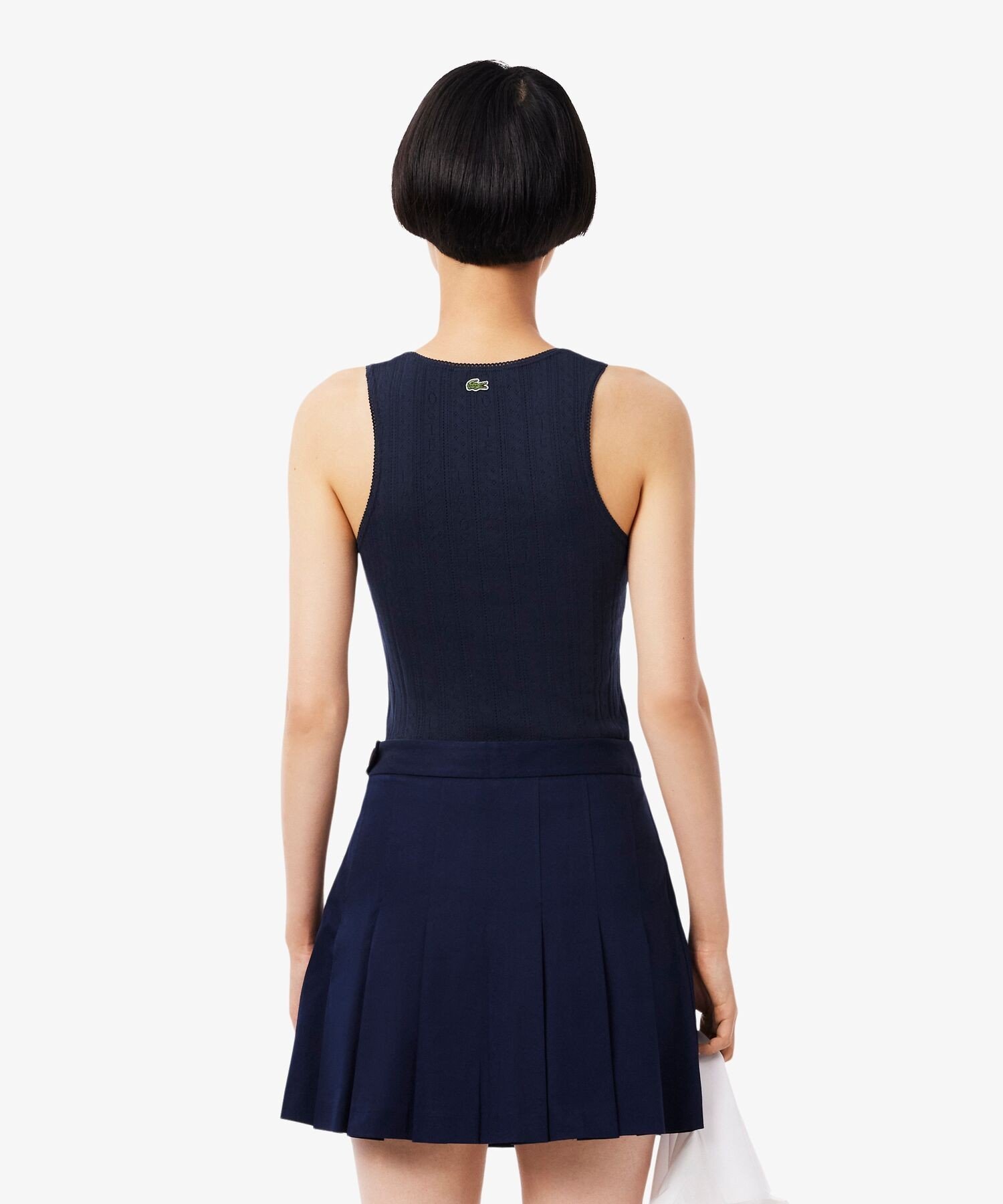 Топ-майка LACOSTE из ажурной вязаной ленты, Navy — фото 2