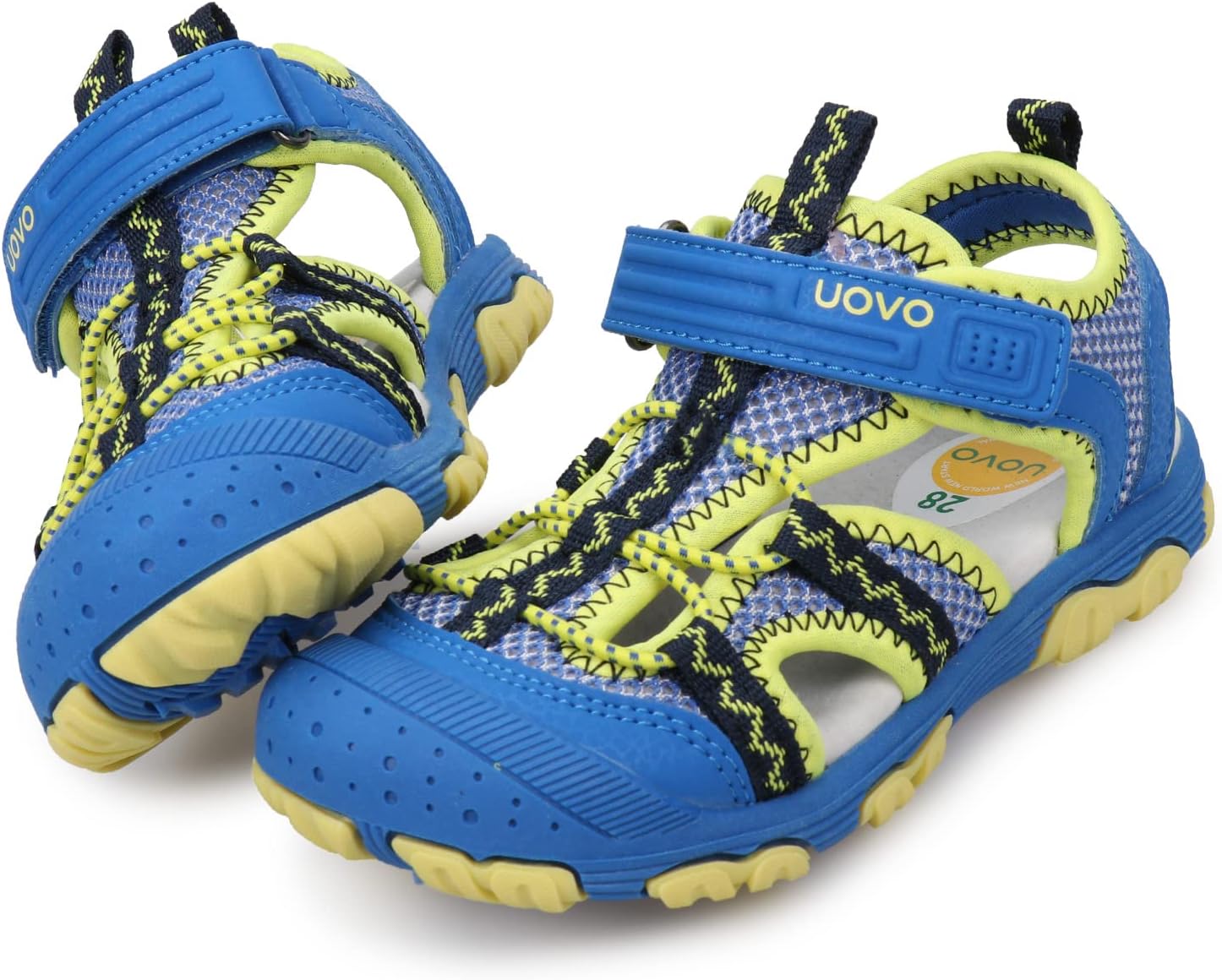 

Детские сандалии UOVO для мальчиков, походные спортивные с закрытым носком, пляжные летние сандалии для мальчиков, быстросохнущие, синий/зеленый