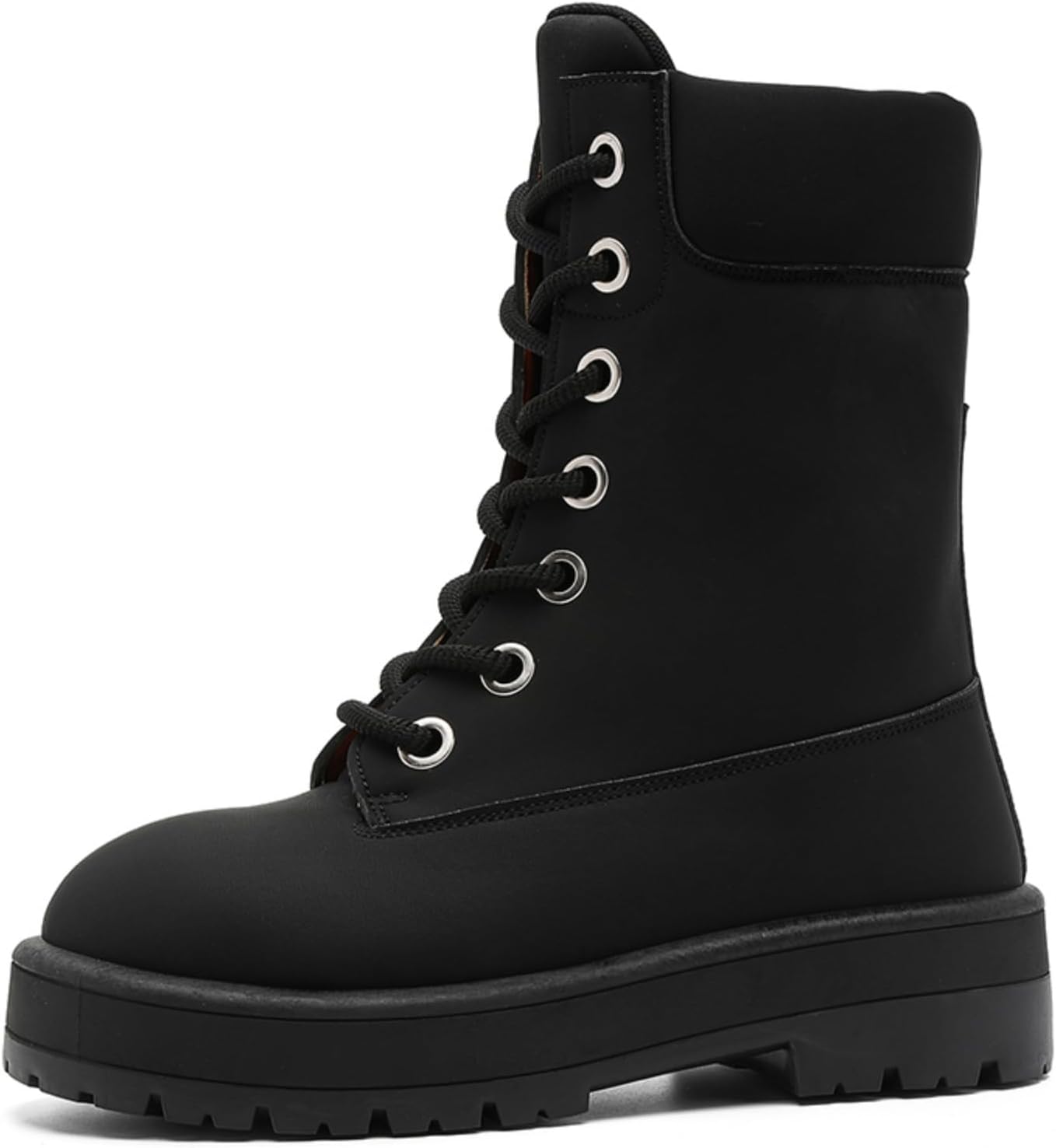 

Мужские модные кожаные ботинки YRZHGDL до середины голени, оксфорды с платформой, круглый носок, черный