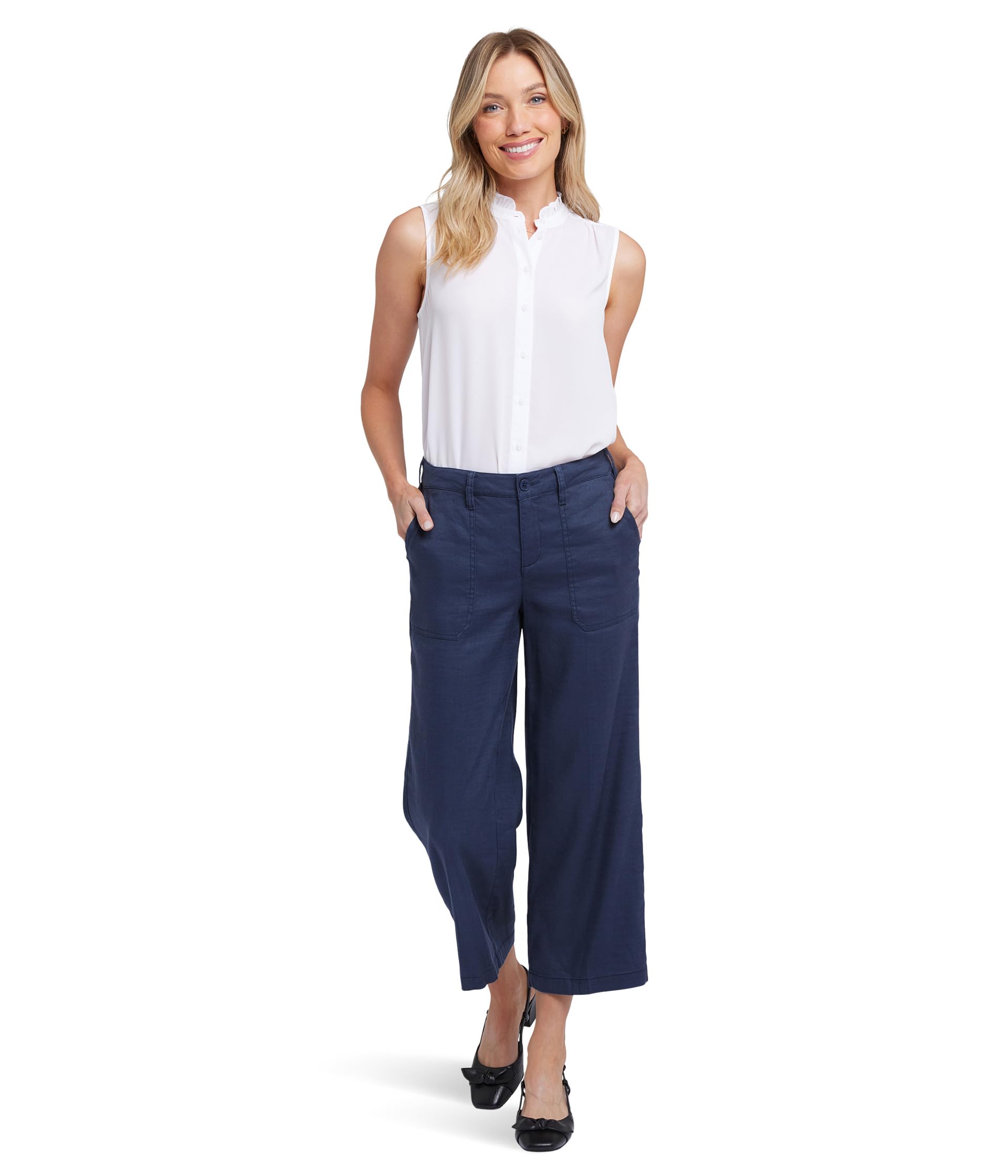 

Брюки NYDJ Petite Wide Leg Cargo Capri Pants In Oxford Navy, Oxford Navy