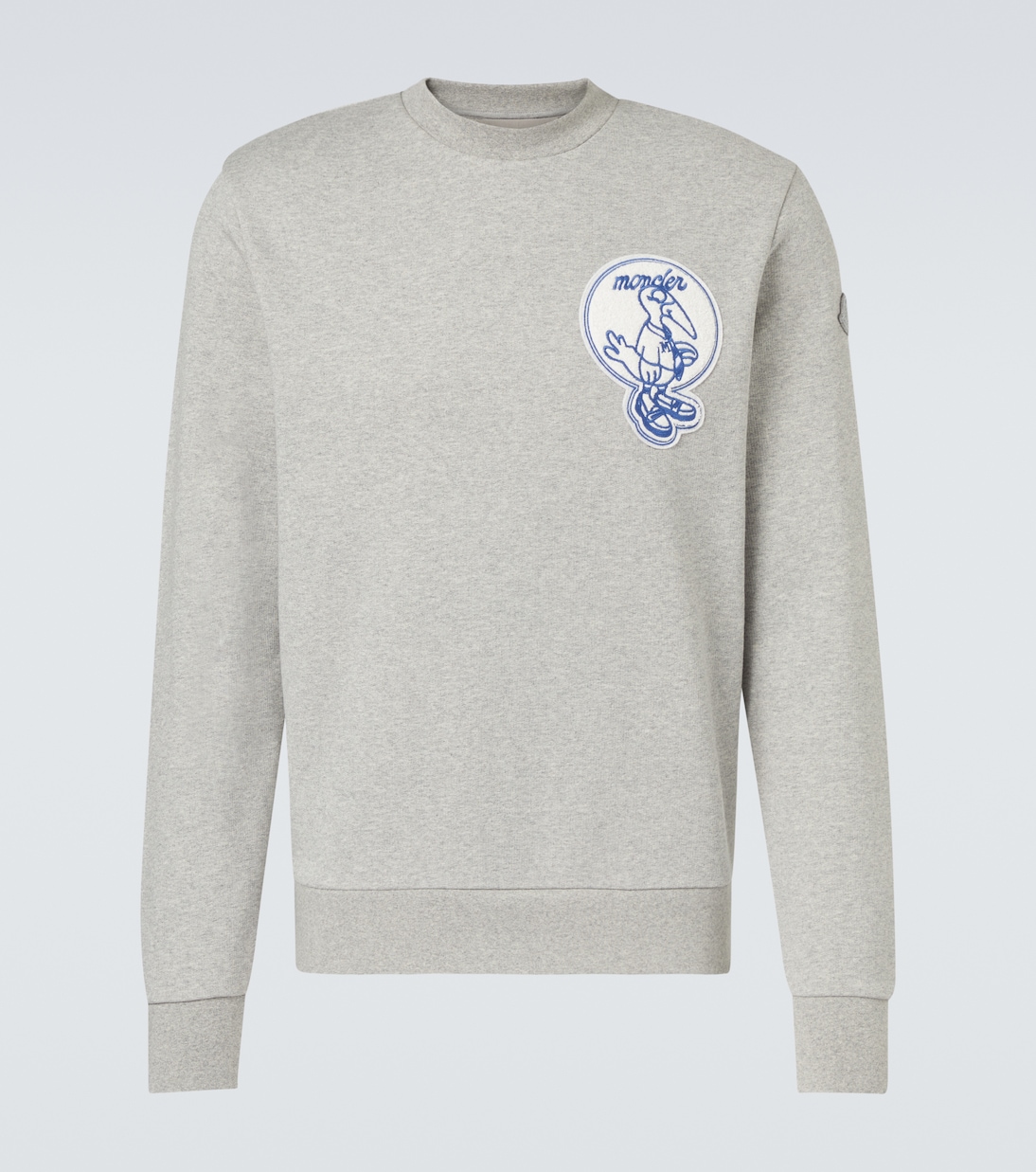 

Свитшот из хлопкового флиса с аппликацией-заплаткой Moncler, Extra Light Gray Melange