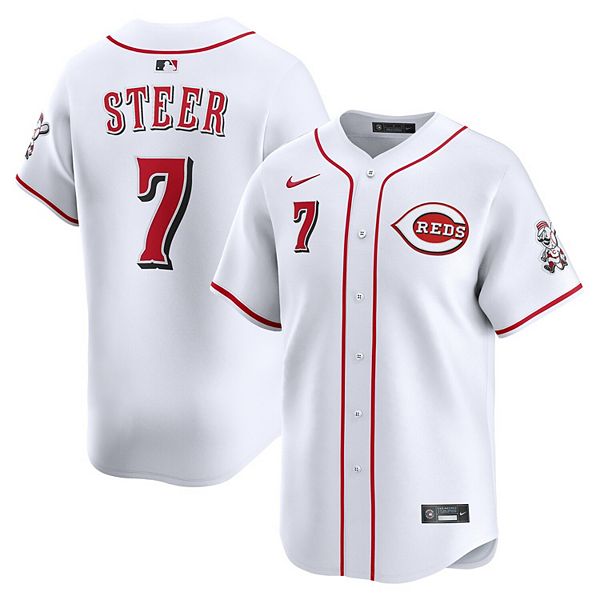 

Мужская футболка Spencer Steer белая Cincinnati Reds домашняя лимитированная игровая Nike