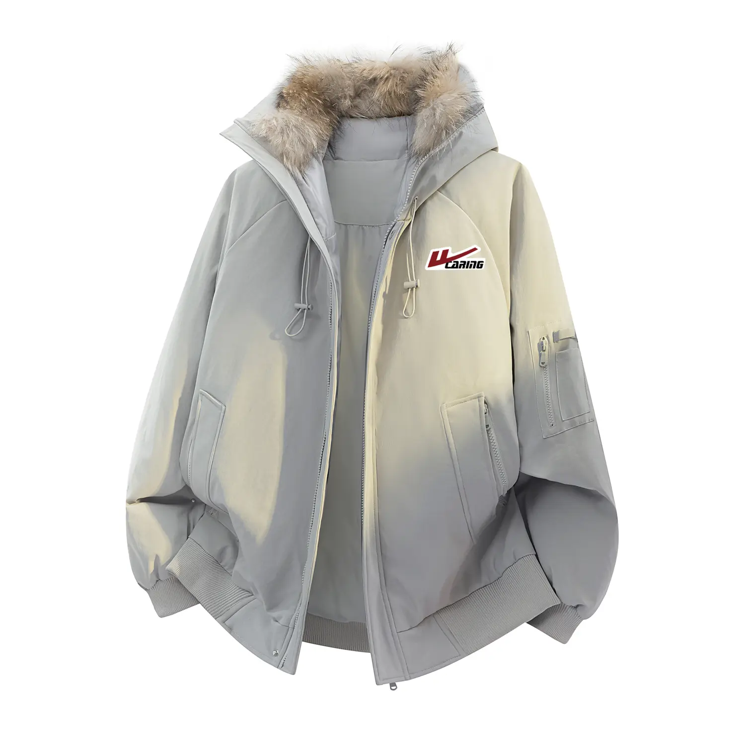 

Пуховик Unisex с капюшоном утепленный парка WARRIOR, серый (90% fleece-lined diy badge)