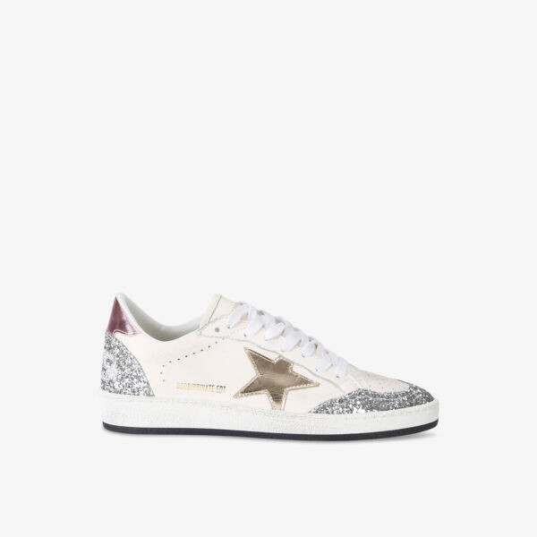 Эксклюзивные кожаные низкие кроссовки Ballstar, украшенные пайетками Golden Goose, белый
