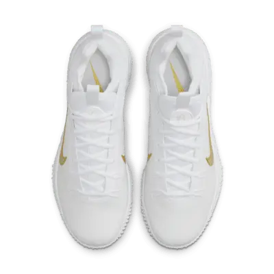 Кроссовки Nike Huarache 9 Elite TF LAX Lacrosse Shoes, цвет White/White/Metallic Vivid Gold — фото 4