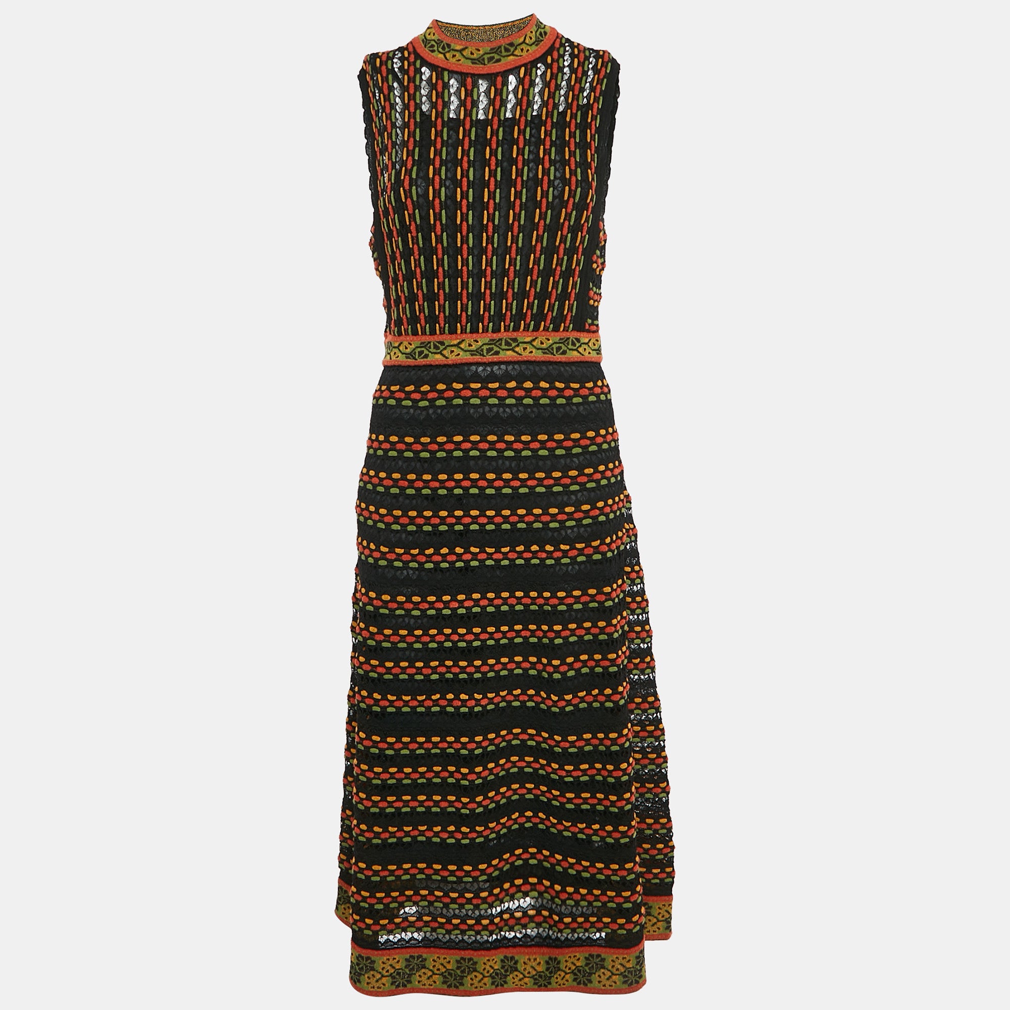 

M Missoni Платье-миди без рукавов Missoni с разноцветным узором, трикотажное, разноцветное