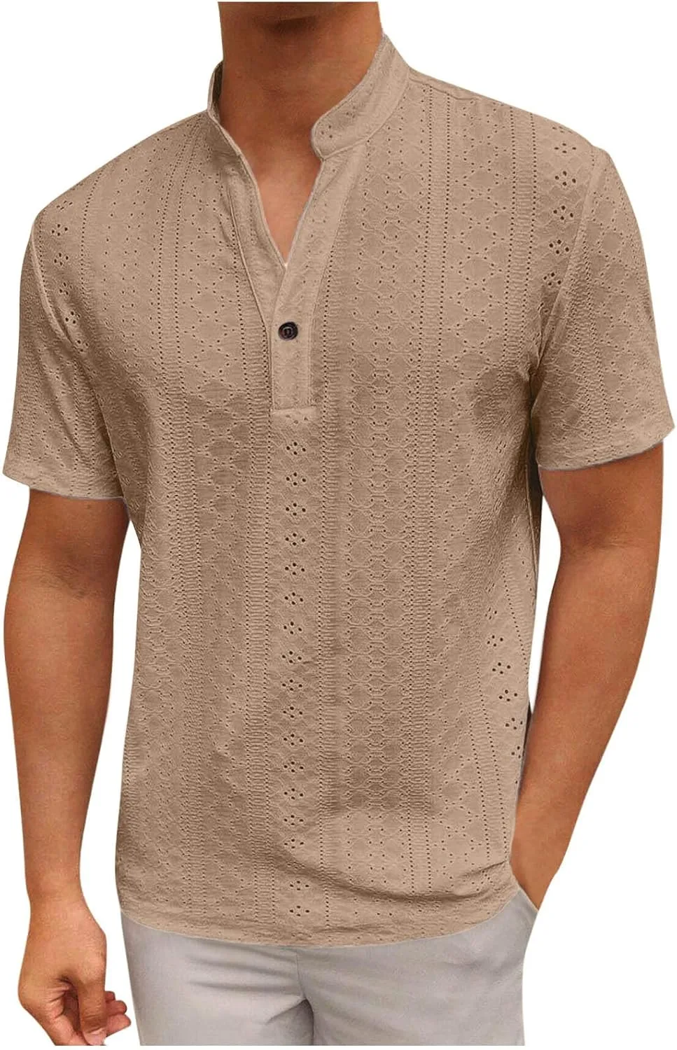 

Мужская летняя футболка с коротким рукавом и воротником стойкой TXGMNA