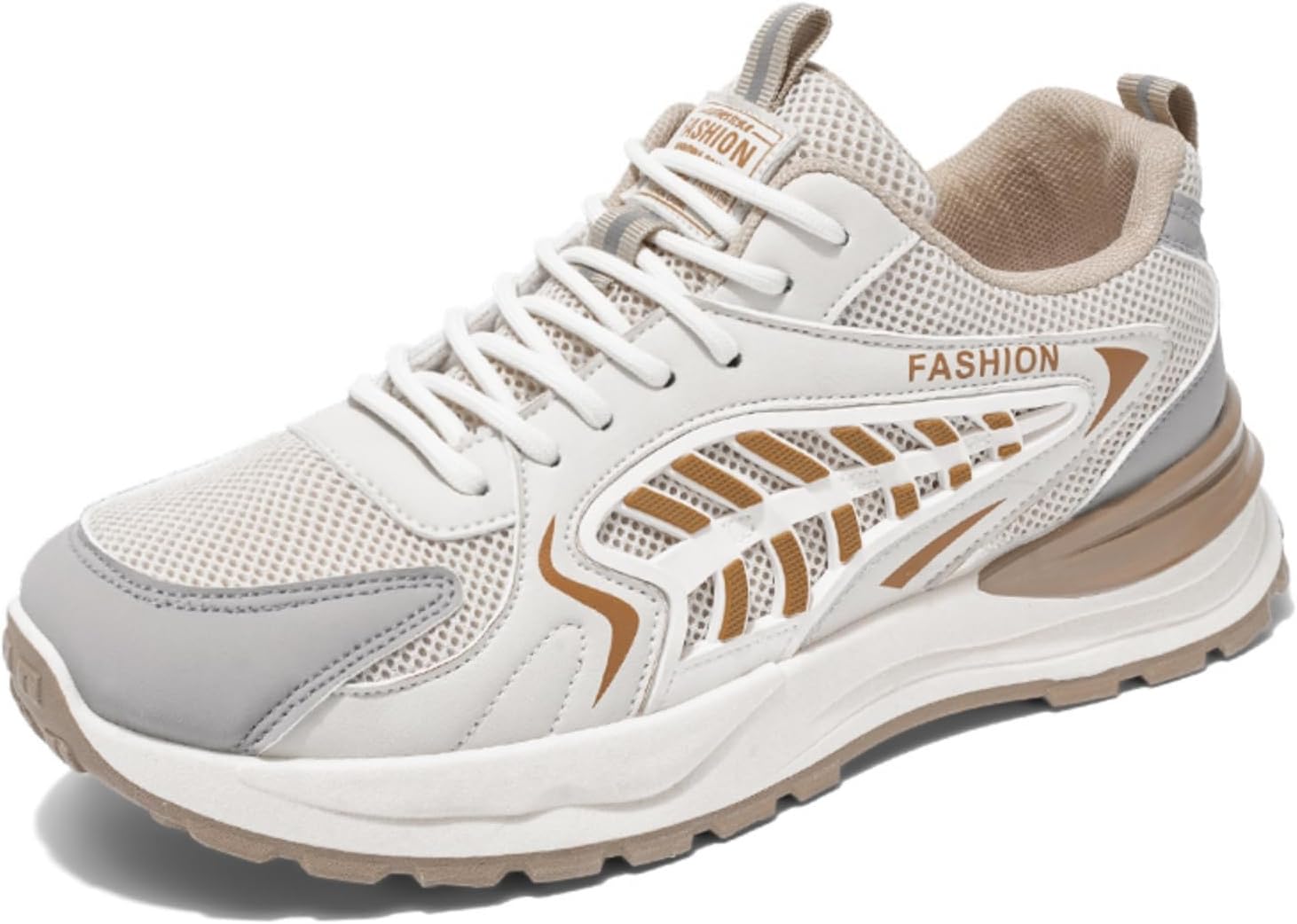 

Мужские модные дышащие кроссовки на шнуровке с сеткой, повседневные платформенные беговые теннисные кроссовки для спорта, тренажерного зала, тренировок и прогулок Netehadi, бежевый