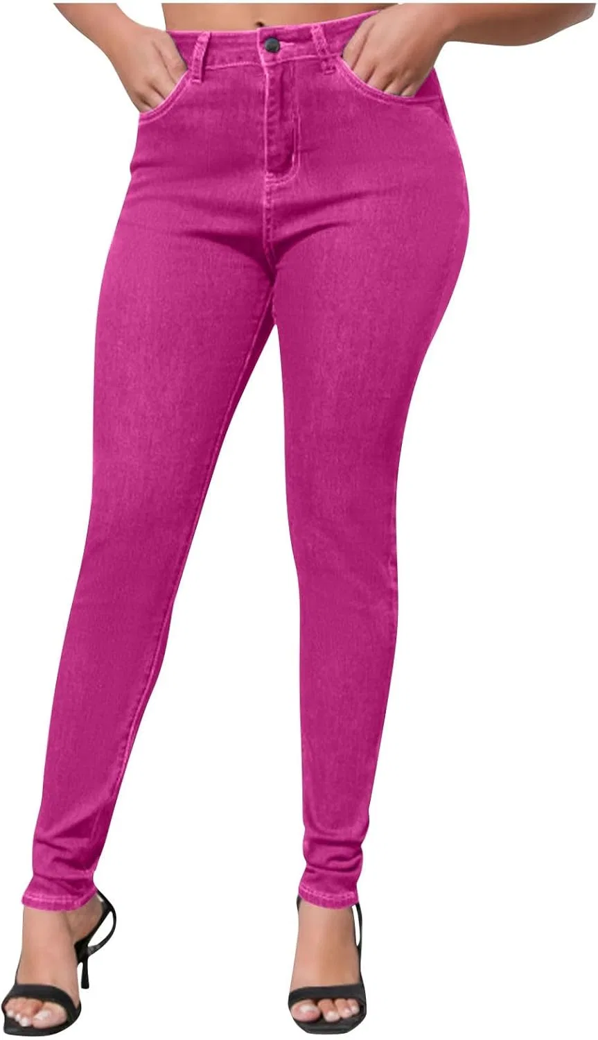 Джинсы скинни, бренд отсутствует, розовый