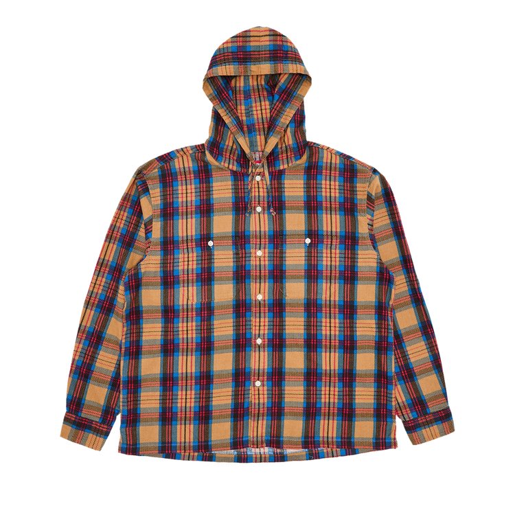 

Рубашка Supreme Printed Hooded Flannel Shirt, бежевый