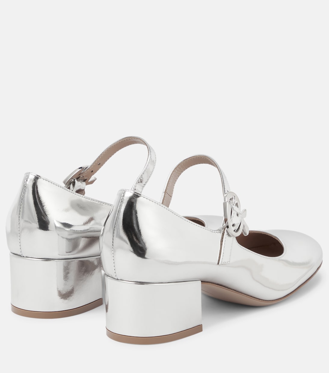 Туфли Мэри Джейн из кожи Gianvito Rossi, серебряный — фото 3