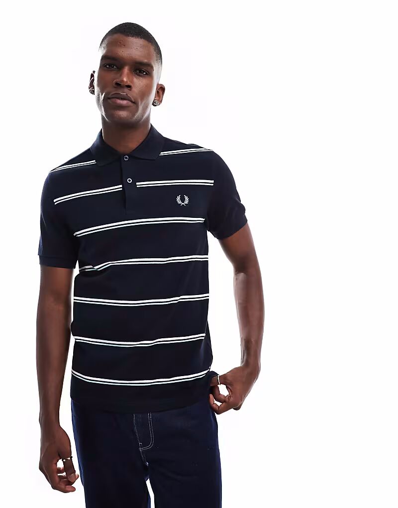 

Полосатая рубашка-поло Fred Perry темно-синего цвета