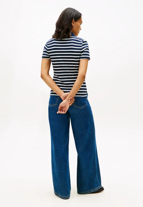 Поло-Рубашка из пике приталенного кроя 1985 года. Tommy Hilfiger, Dark Night Navy/ Ecru Stp — фото 3