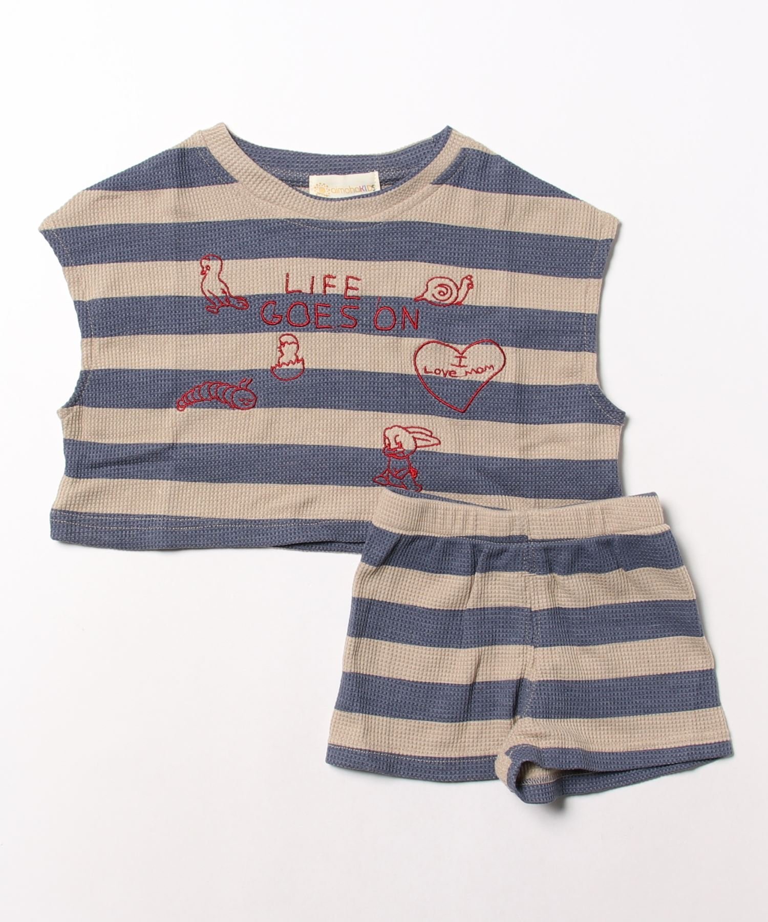 Корейский детский комплект одежды с принтом на передней части. Aimoha Kids, blue