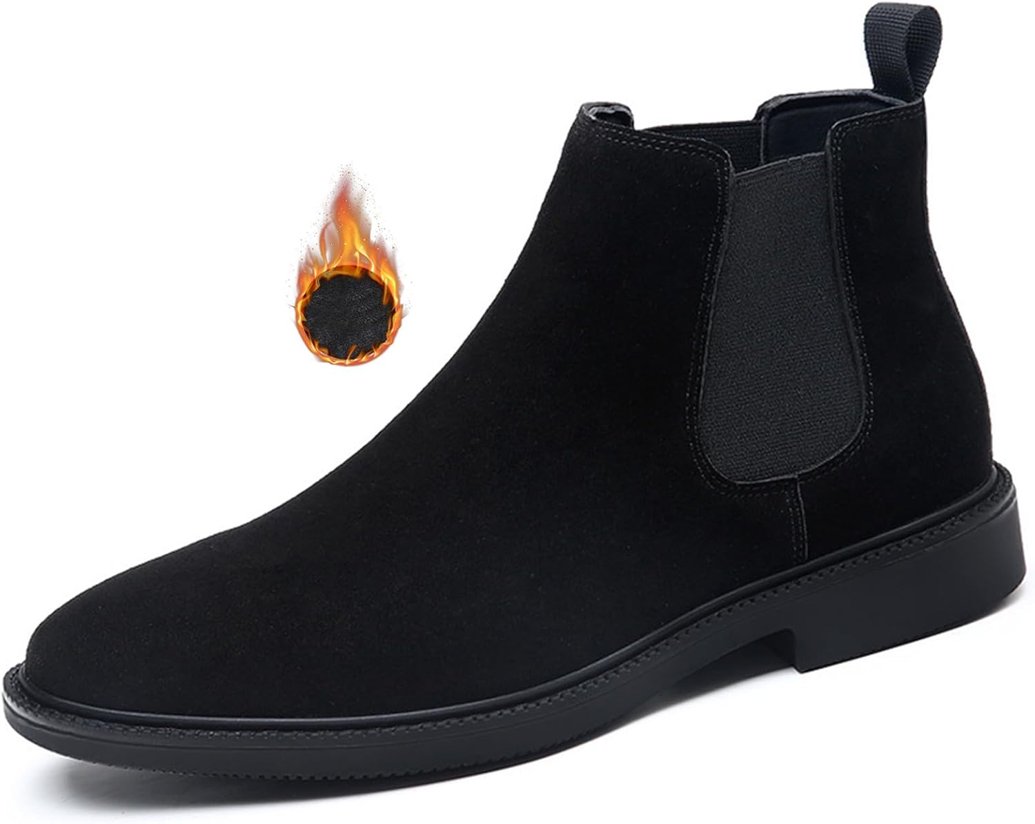 

Мужские замшевые ботинки челси на массивном каблуке, удобные с круглым носком, низким каблуком, без застежки, с боковыми эластичными вставками, классические ботинки челси Nvbuke, черный