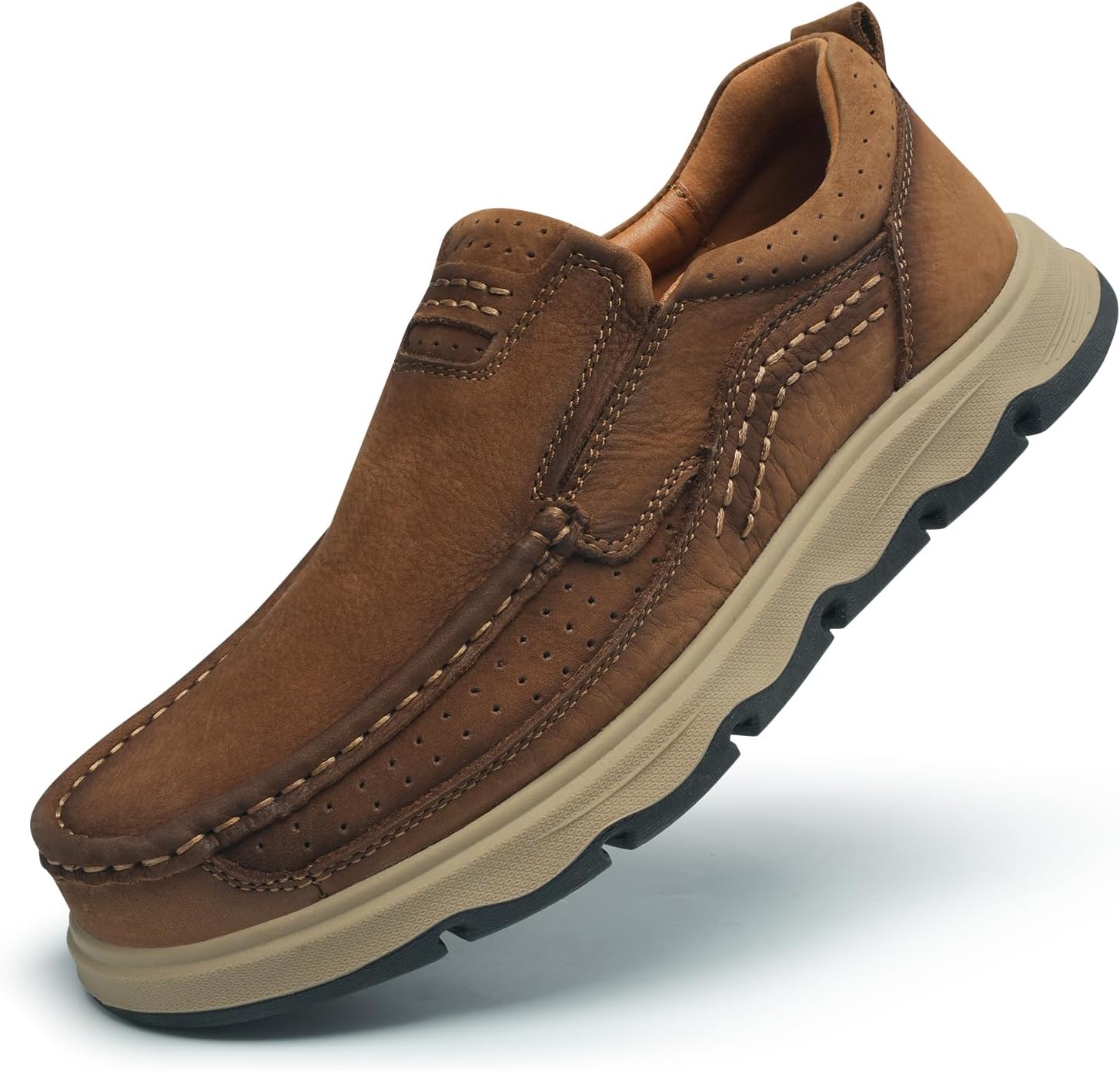 

Мужские кожаные слипоны-лоферы для повседневной носки, классические, для улицы, прогулок, походов, работы и офиса, удобные Luodenglang, коричневый