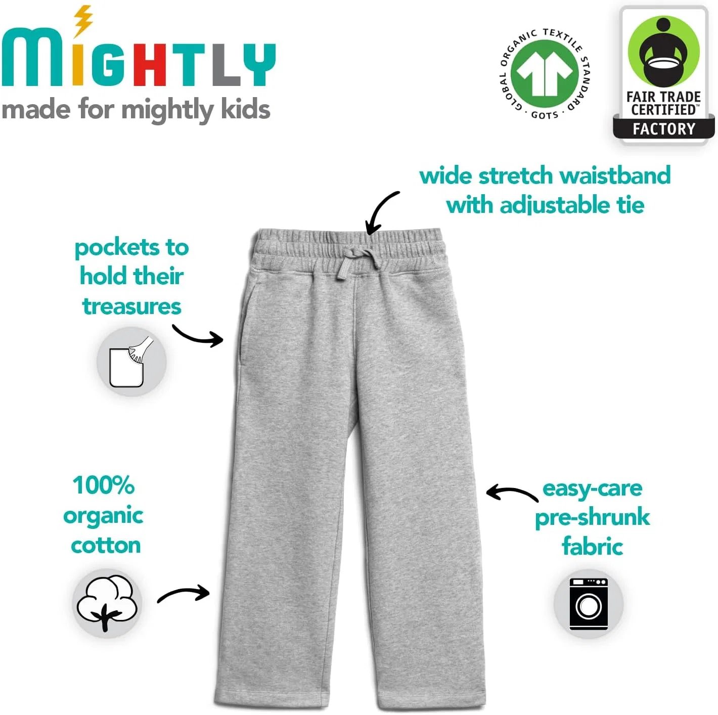 Уютные широкие брюки для девочек Mightly | Спортивные брюки из мягкого органического хлопка и флиса, удобный эластичный пояс, сертифицированы по стандартам справедливой торговли, Magenta — фото 3