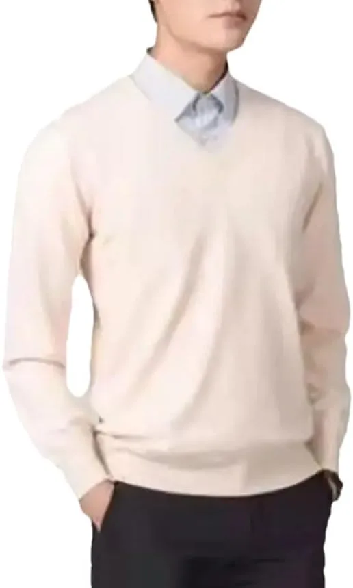 

Мужской вязаный свитер с V-образным вырезом из шерсти и хлопка