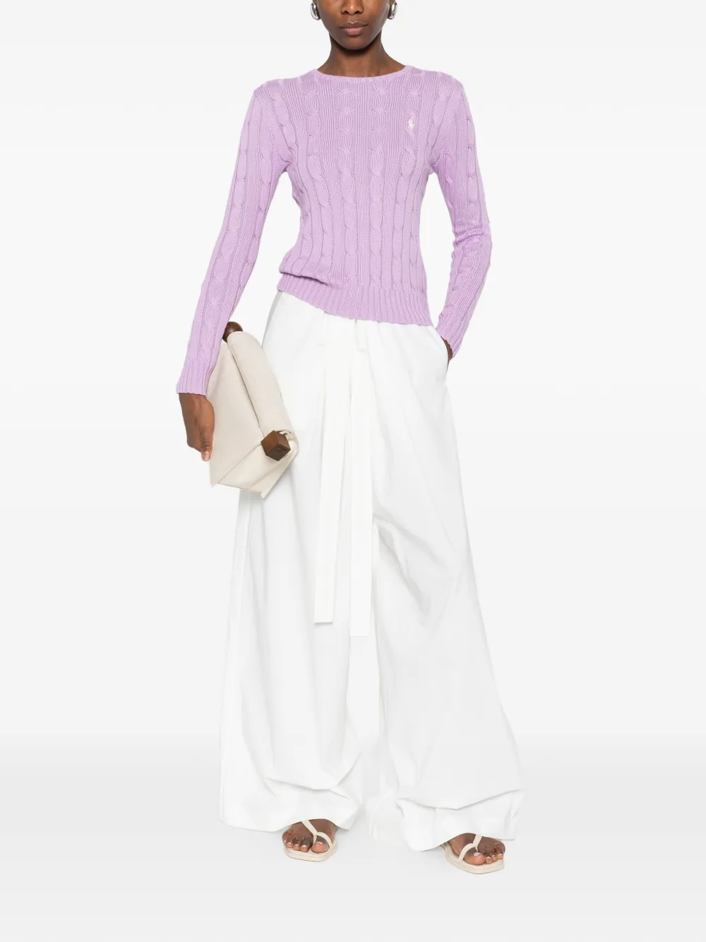 

Коттоновый свитер с косами Polo Ralph Lauren, фиолетовый