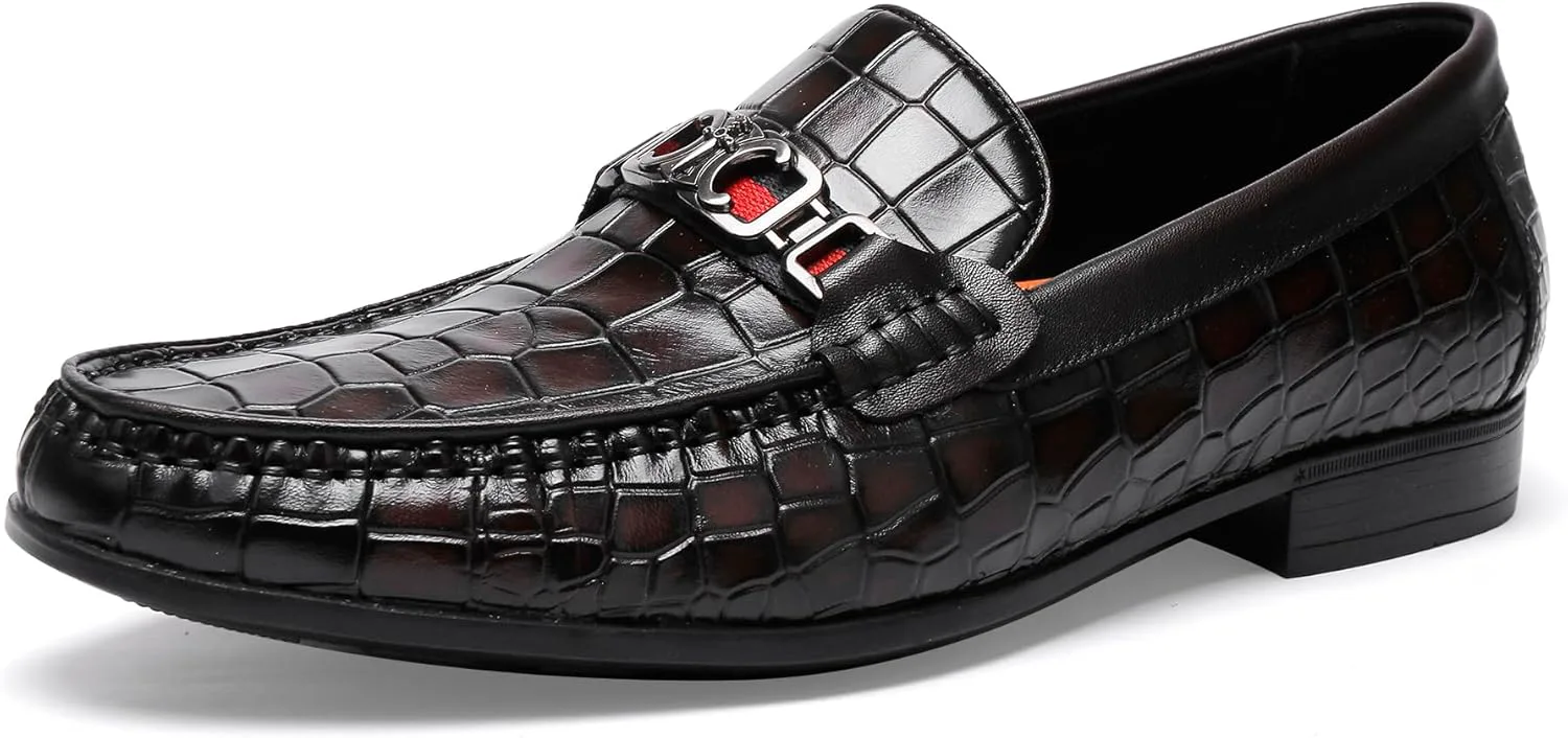 

Мужские лоферы на подскоке Penny Loafer, кожаные туфли дерби для мужчин, с узором под крокодила Mokolife, коричневый