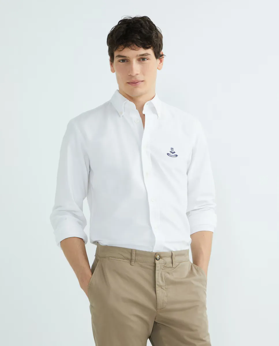 

Однотонная мужская рубашка-оксфорд классического кроя FACONNABLE, белый