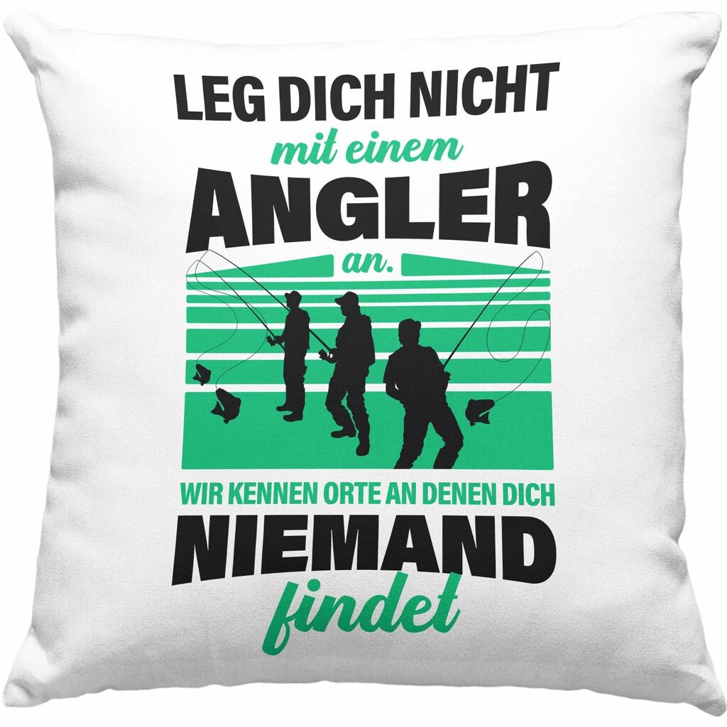 

Trendation - Декоративная подушка Angler с наполнителем 40 x 40 см Подарок для мужчин с надписью «Забавно» для рыбаков Идея подарка Рыболовная кружка (серая)