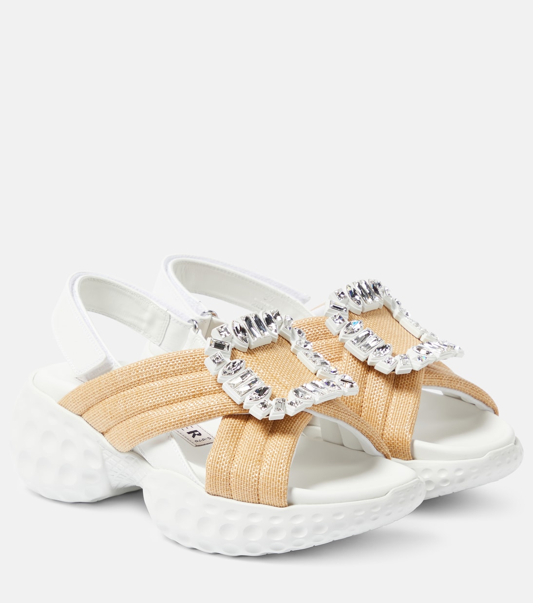 Сандалии Viv' Run Light со стразами и пряжкой Roger Vivier, Crema Ch+B.Co