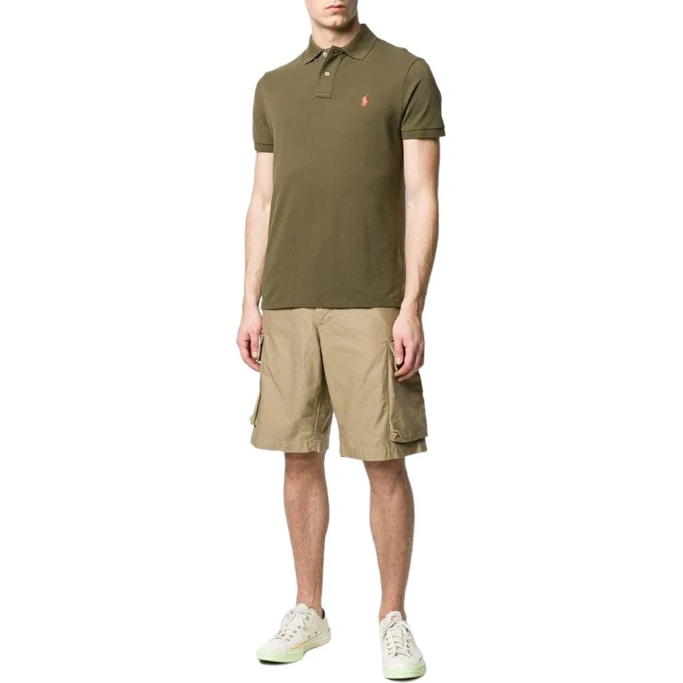 Поло Polo Ralph Lauren Custom Slim Fit для мужчин, Оливково-зеленый — фото 3