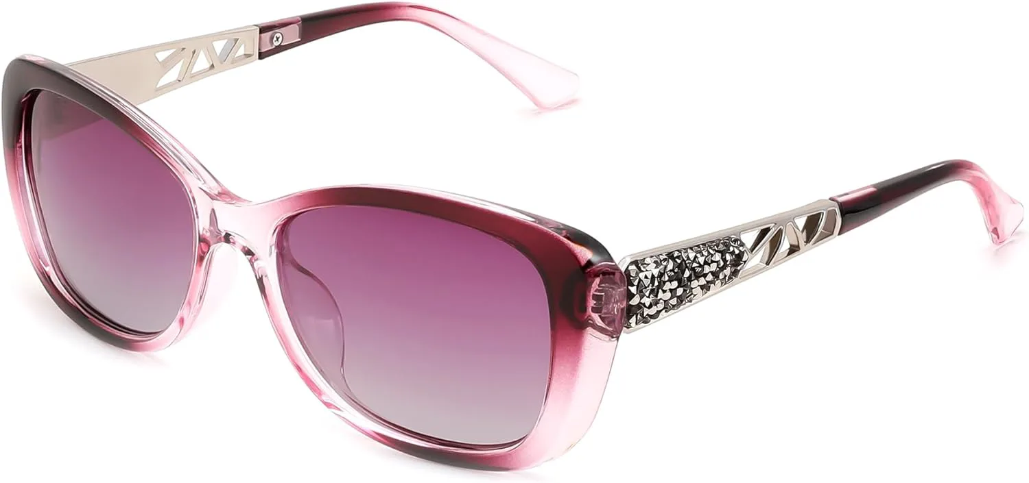 

Женские поляризованные солнцезащитные очки FEISEDY в стиле ретро с фотохромными линзами и сверкающими кристаллами, защита UV400, артикул B0144, B-polarized Purple