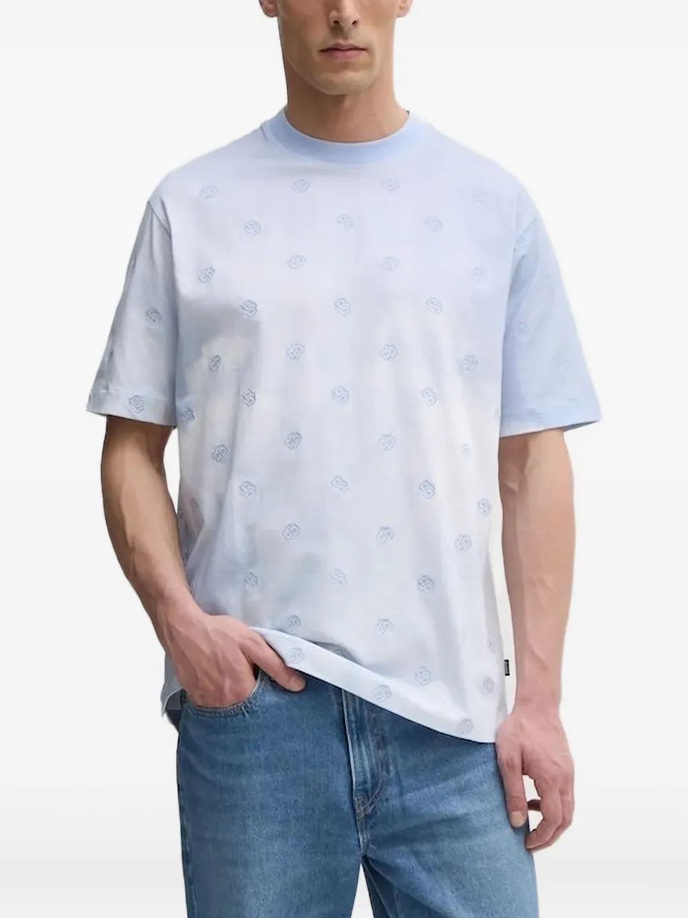 

Футболка с вышитым логотипом BOSS, синий